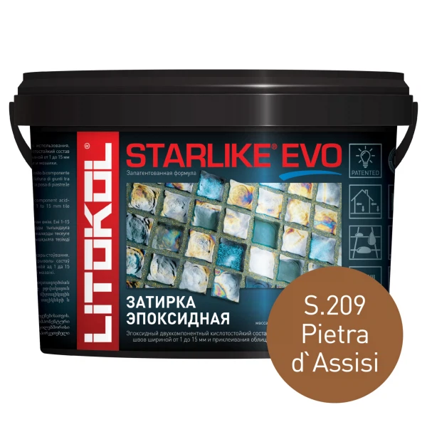

затирка эпоксидная litokol starlike evo, цвет коричневый s.209, 2,5 кг