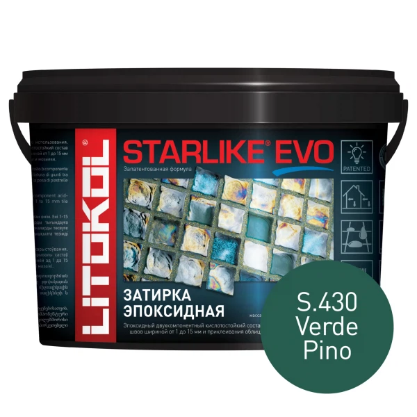 

затирка эпоксидная litokol starlike evo, цвет зеленый s.430, 2,5 кг