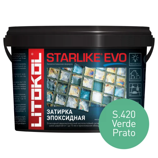 

затирка эпоксидная litokol starlike evo, цвет зеленый s.420, 2,5 кг