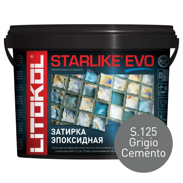 

затирка эпоксидная litokol starlike evo, цвет серый s.125, 5 кг