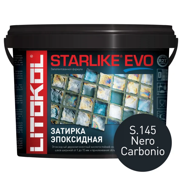 

затирка эпоксидная litokol starlike evo, цвет черный s.145, 5 кг