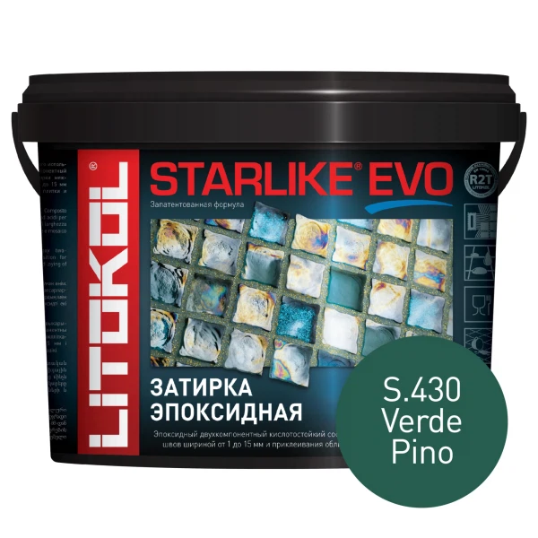 

затирка эпоксидная litokol starlike evo, цвет зеленый s.430, 5 кг