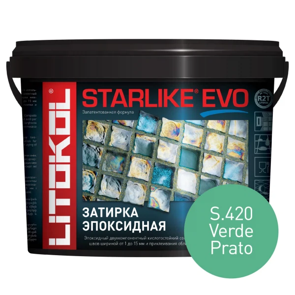 

затирка эпоксидная litokol starlike evo, цвет зеленый s.420, 5 кг