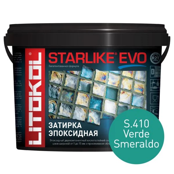 

затирка эпоксидная litokol starlike evo, цвет зеленый s.410, 5 кг