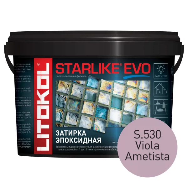 

затирка эпоксидная litokol starlike evo, цвет серый s.530, 2,5 кг