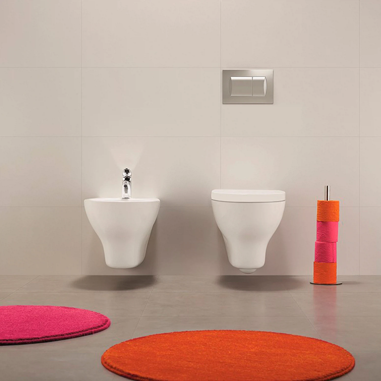 Изображение товара Подвесное биде Sanitana Pop S10076534900000 установке в минималистичной ванной
