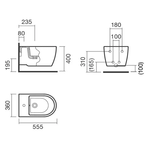

биде подвесное sanitana coral s10063734900000