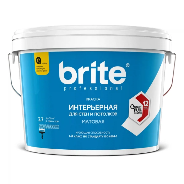 

краска brite professional для стен и потолков матовая база a 2,7л
