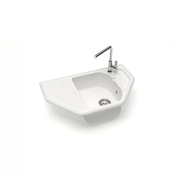 

мойка кухонная из искуственного мрамора glanz 80х50 белая j-022-31, Белый