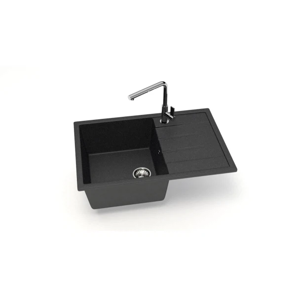 Фото Мойка кухонная из искуственного мрамора glanz 75х50,5 черная j-161-32