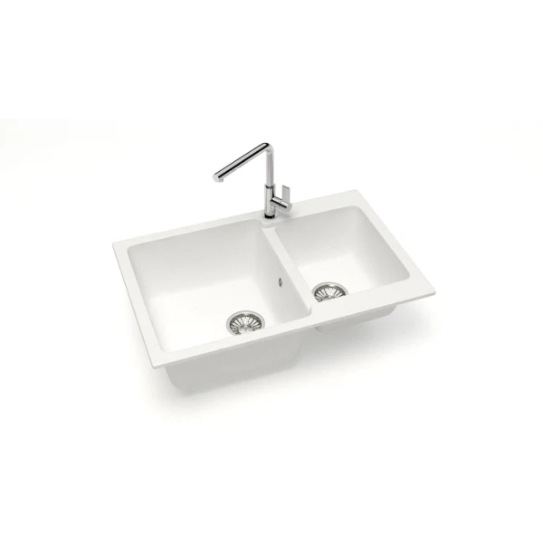 

мойка кухонная из искуственного мрамора glanz 76,5х50 белая j-191-31, Белый