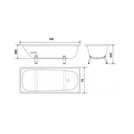 Стальная ванна WhiteWave OPTIMO 150x70 прямоугольная OL-1500