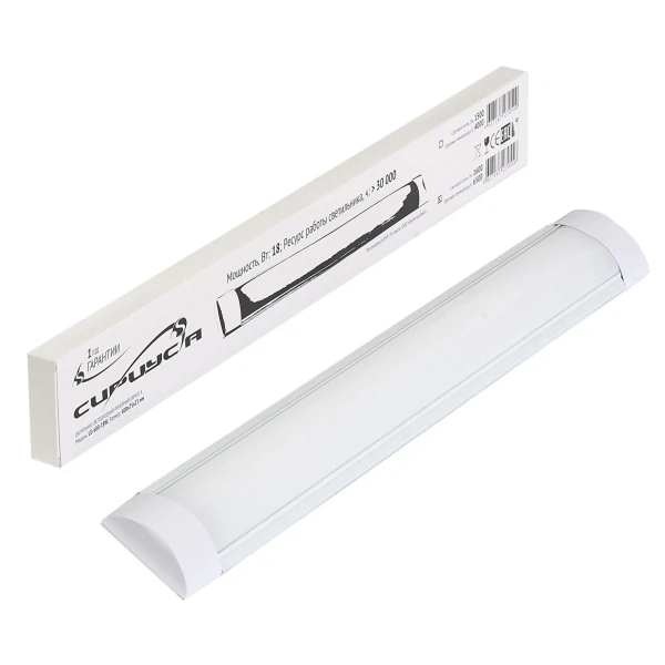 Фото Светильник светодиодный линейный сириуса 18вт 6500к 600мм ip40 lu-600-18w-op-65k