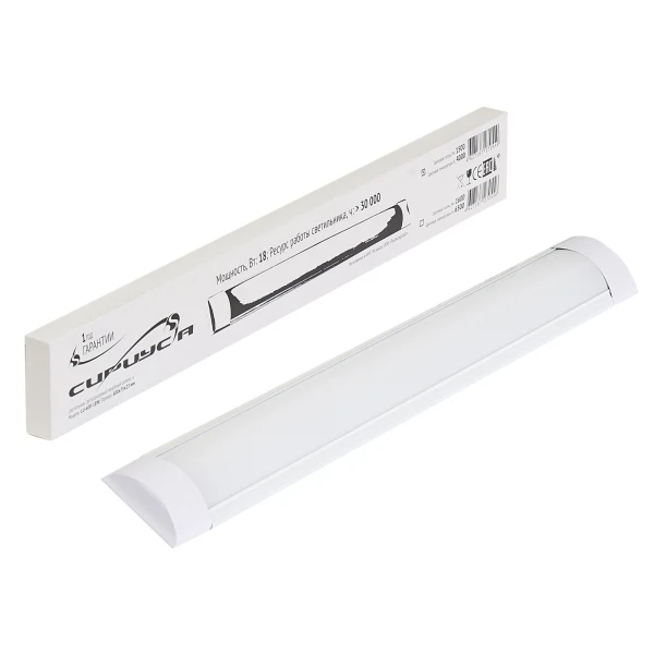 Фото Светильник светодиодный линейный сириуса 18вт 4000к 600мм ip40 lu-600-18w-op-4k