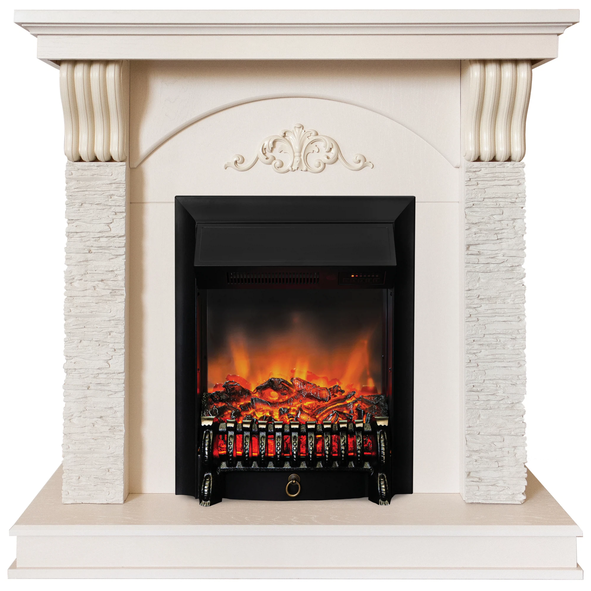 Изображение товара Каминокомплект Realflame Corfino std/18 wt + Fobos lux bl — современный и реалистичный очаг для диз