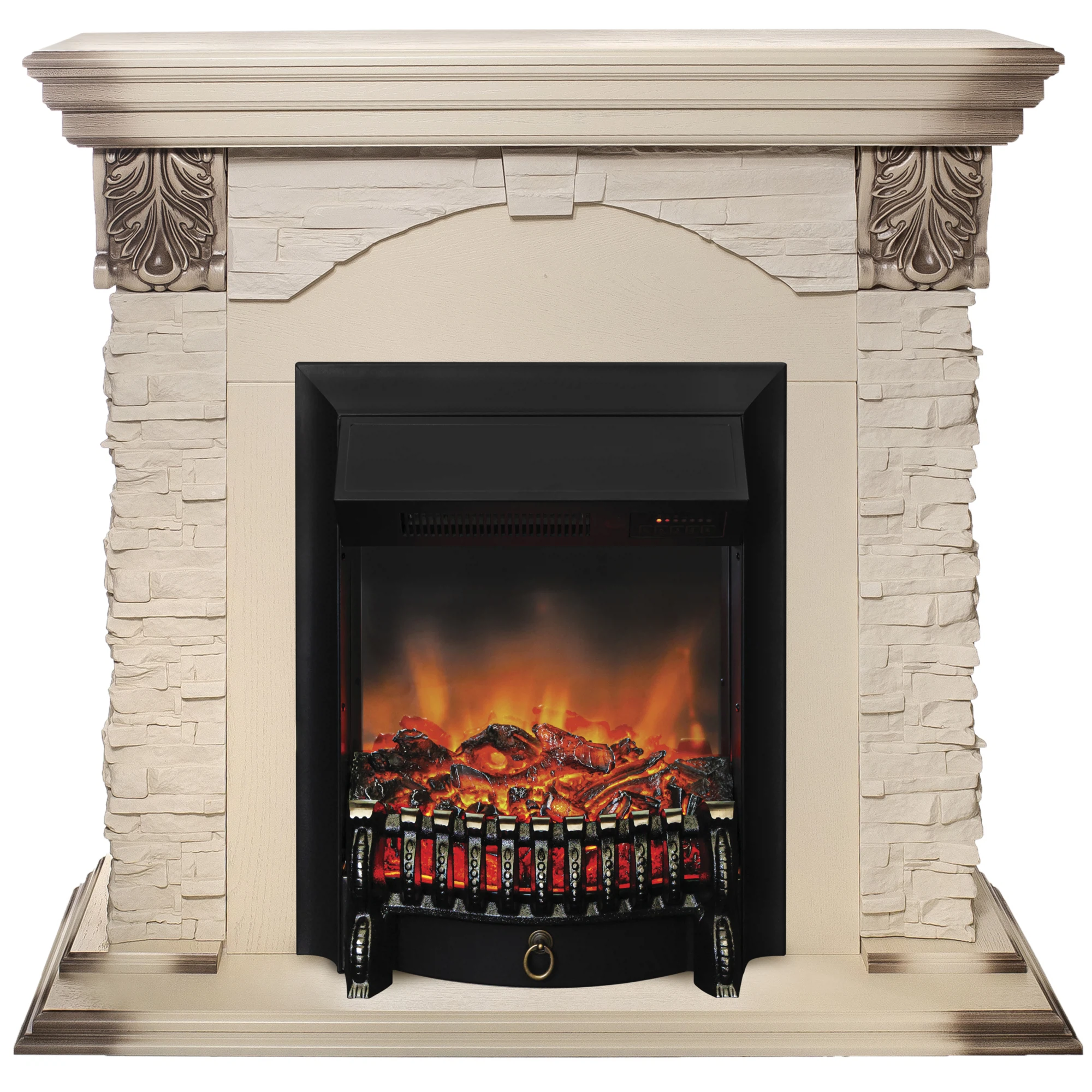 Изображение товара Каминокомплект Realflame Dublin Lux STD/EUG WT и Fobos Lux BL с эффектом пламени и звуковым сопрово