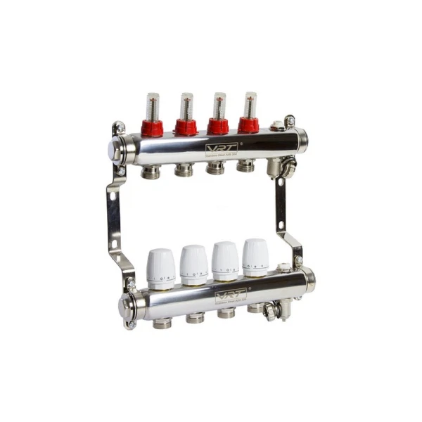 

коллекторная группа vrt 1"х3/4'' (евроконус) 4 вых, c расходомерами