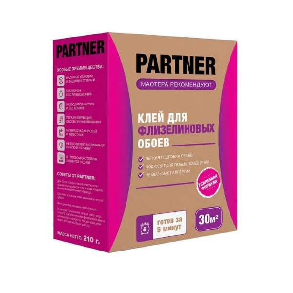 Фото Клей для флизелиновых обоев Partner 30, 210г