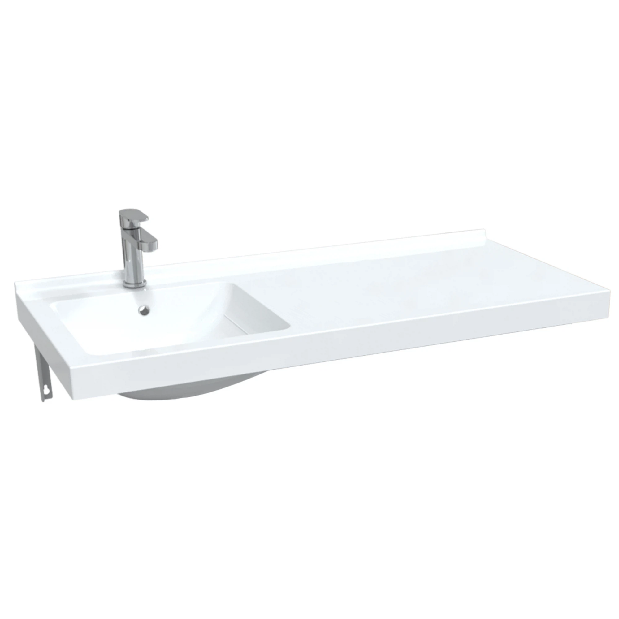 Изображение товара Раковина со столешницей 1Marka Wash 110 Polytitan подвесная  с черными кронштейнами Ц0000010452