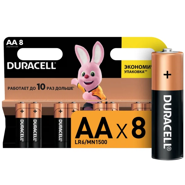 

батарейка алкалиновая аа 8шт. duracell basic