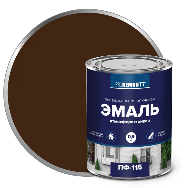 Эмаль пф-115 proremontt коричневый 0,9кг