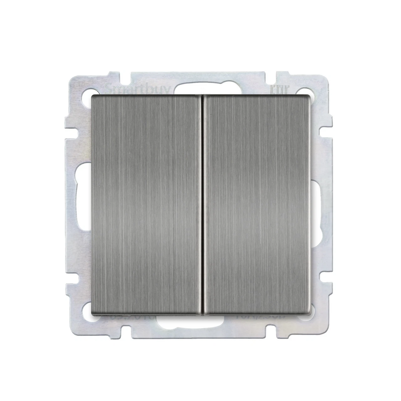 Изображение товара Переключатель (скрытый, 2клав., серый никель) Smartbuy Нептун, SBE-05gn-10-SW22-0