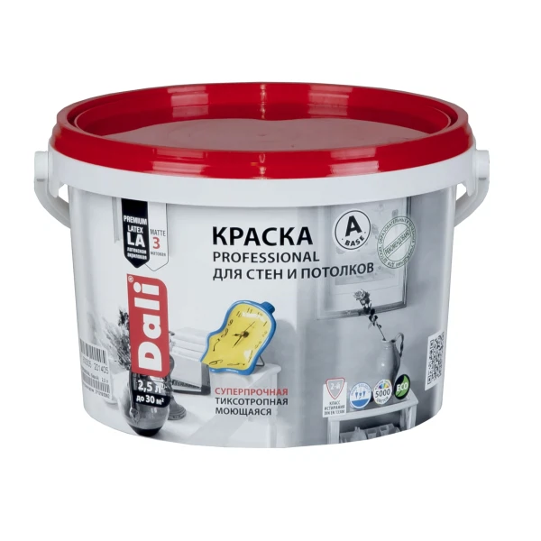 

краска dali professional для стен и потолков белая база а 9л