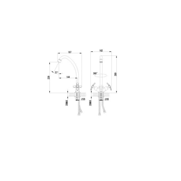 

смеситель для кухни вентильный lemark partner lm6544c, Хром