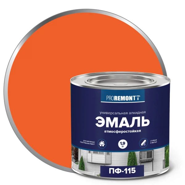 

эмаль пф-115 proremontt оранжевый 1,9кг