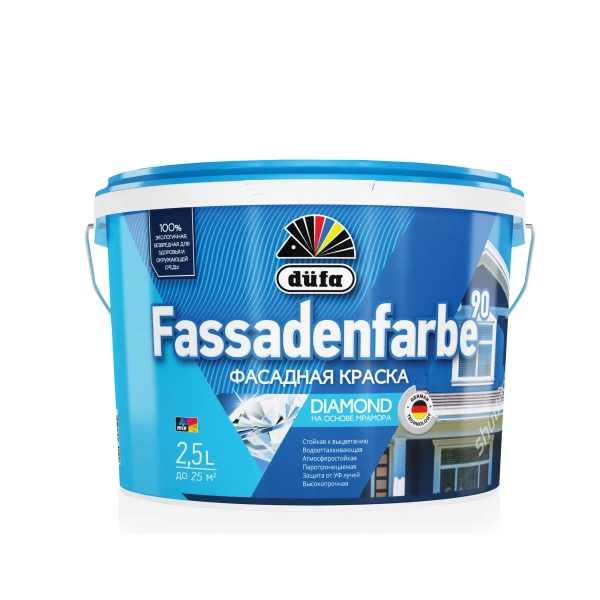 

краска фасадная dufa fassadenfarbe rd90 2,5л, Белый