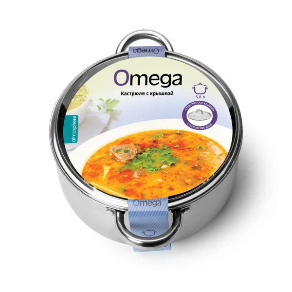 

кастрюля с крышкой omega, 5.8 л