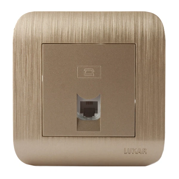 Розетка телефонная rj-11 (шампань, 1 пост, с рамкой) luxar deco 10.048.05