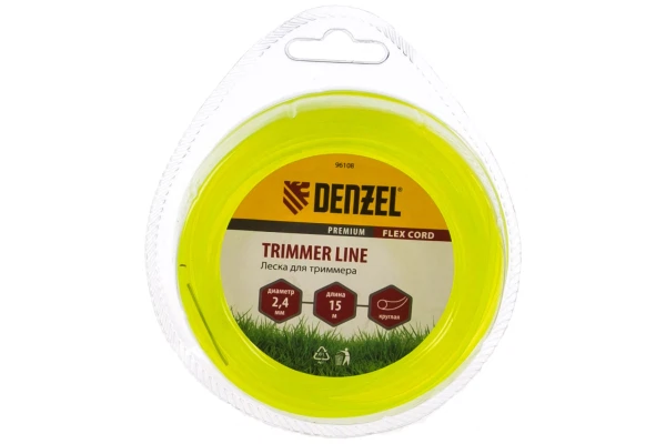 

леска для триммера 2.4 (15м) круглая flex cord, denzel 96108
