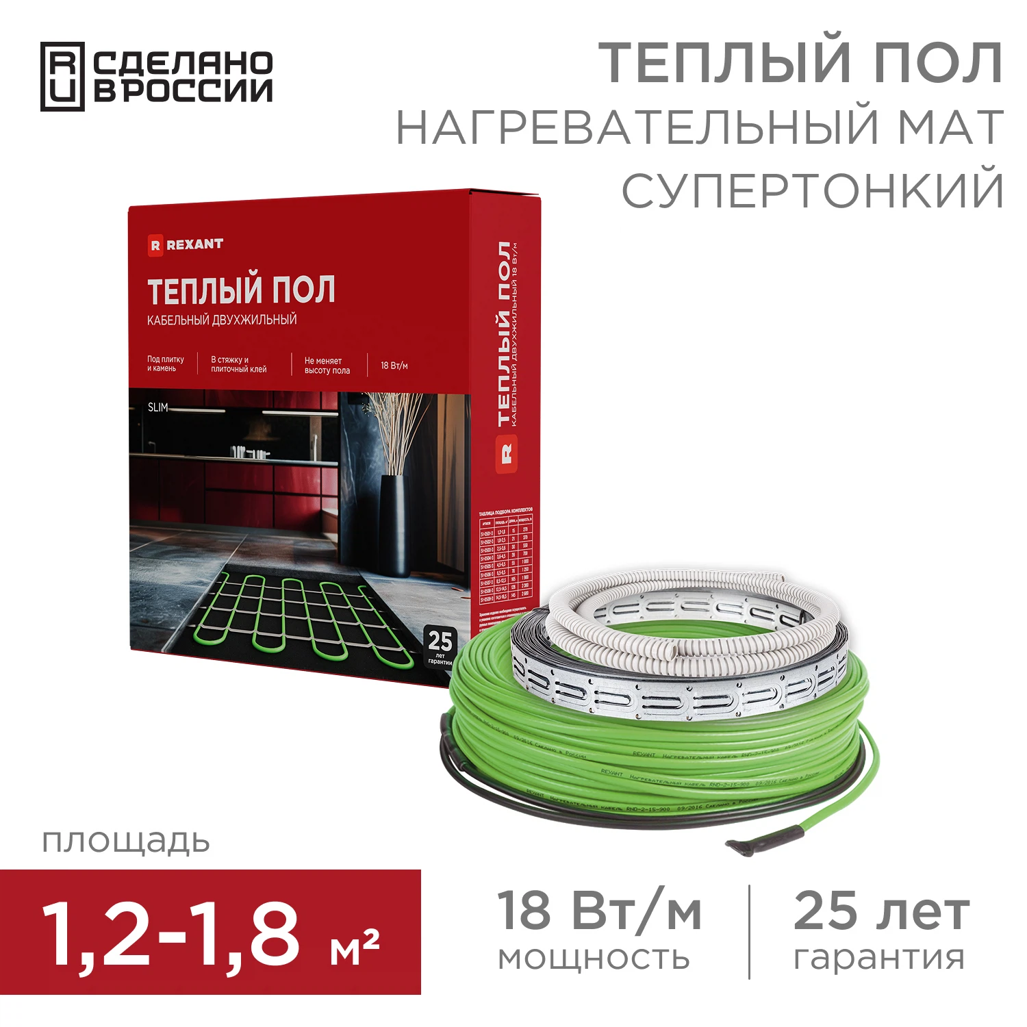 Изображение товара Теплый пол кабельная секция Slim RNB-15-270 270 Вт 15 м для пола до 2 м² Изображение товара Теплый пол кабельная секция Slim RNB-15-270 270 Вт 15 м для пола до 2 м²