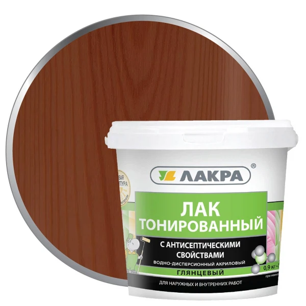 Лак акриловый лакра махагон 0,9кг, цвет коричневый