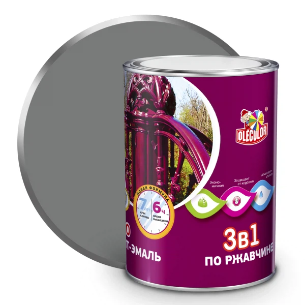 

грунт-эмаль по ржавчине olecolor серый 0.9 кг