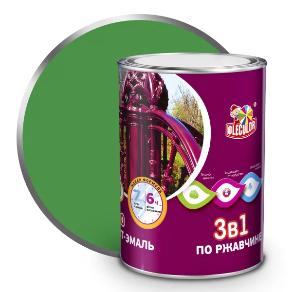

грунт-эмаль по ржавчине olecolor зеленый 0.9 кг
