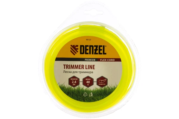 

леска для триммера 2.4 (40м) квадрат flex cord, denzel 96123