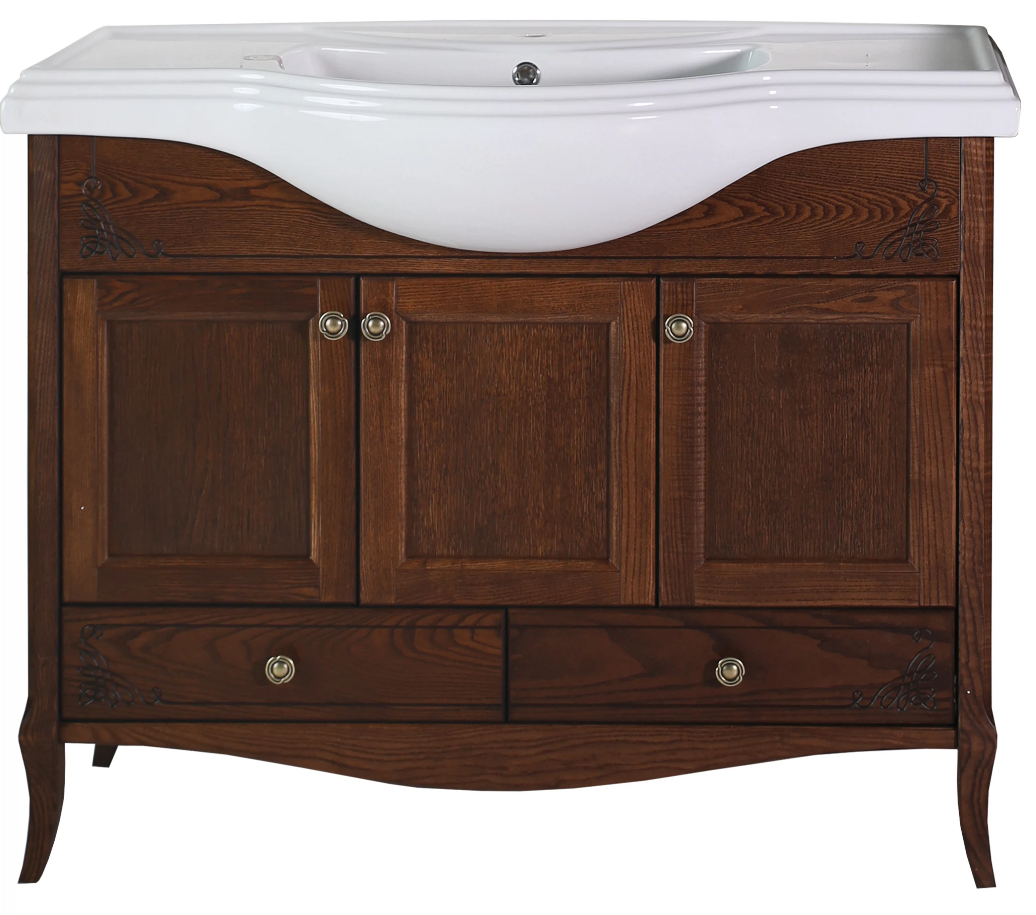 Изображение товара Тумба напольная с раковиной ASB-Woodline Салерно Антикварный Орех 105 см (9697 АНТ))