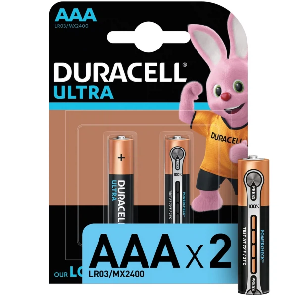 

батарейка алкалиновая ааа 2шт. duracell ultra power