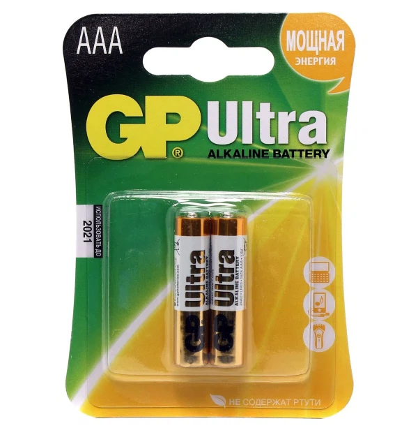 

батарейка (ааа, алкалиновая, 2шт) gp ultra alkaline gp 24au-2cr2 40/320