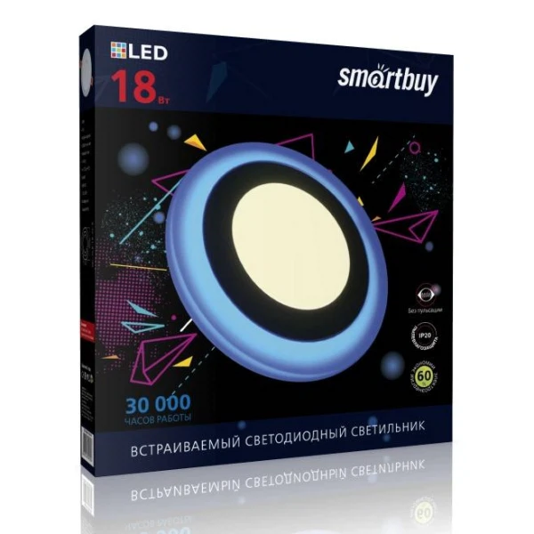 

светильник светодиодный smartbuy 18вт 220в 3000к 1440лм 245мм ip20 sbl-dlb-18-3k-b