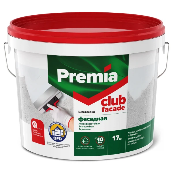 

шпатлевка premia club фасадная 17 кг