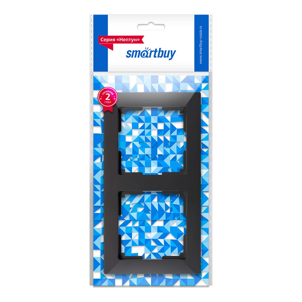 Изображение товара Рамка (черная, двехместная) Smartbuy Нептун SBE-06b-Plastic-FR-2