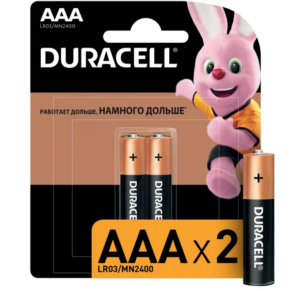 

батарейка (ааа, алкалиновая, 2шт) duracell, basic cn
