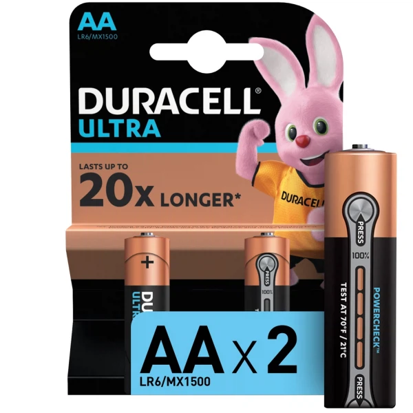 

батарейка алкалиновая аа 2шт. duracell ultra power