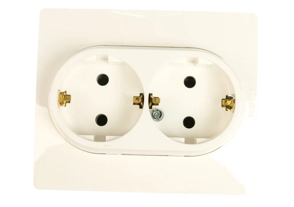 

розетка штепсельная (белая, 2 поста, с/з, с рамкой) legrand etika 672223, Белый