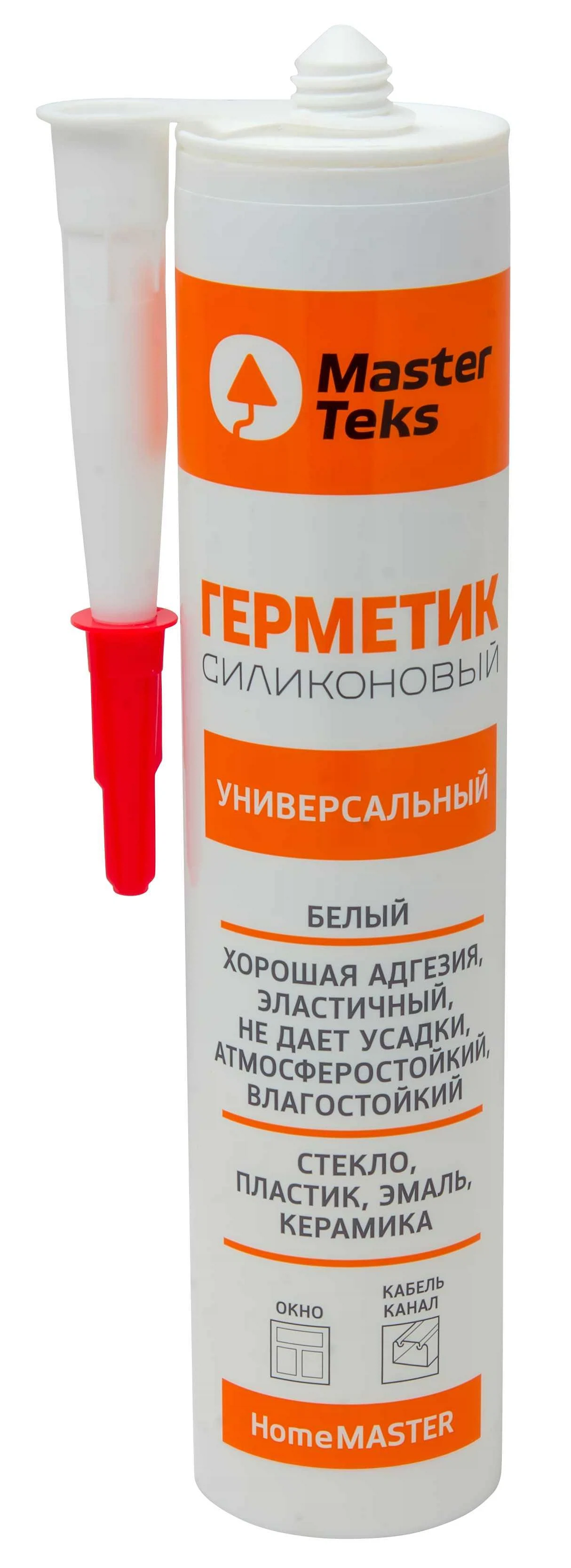 Изображение товара Герметик силиконовый MasterTeks для окон и стекол белый, 260мл.