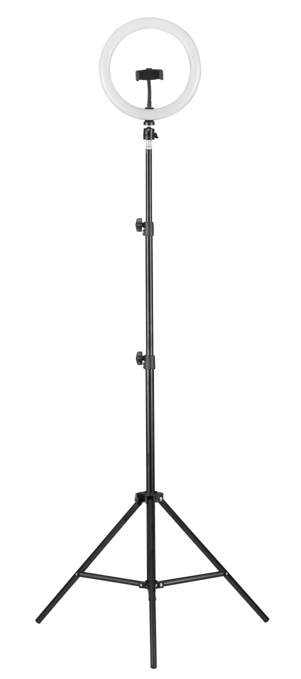 

лампа кольцевая camelion 13010 kd-810f c02 led 10вт со штативом, с держателем для смартфона