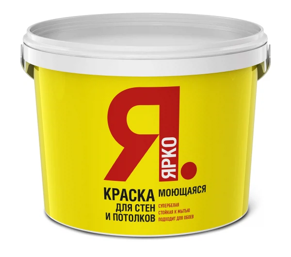

краска ярко для стен и потолков моющаяся белая 6 кг